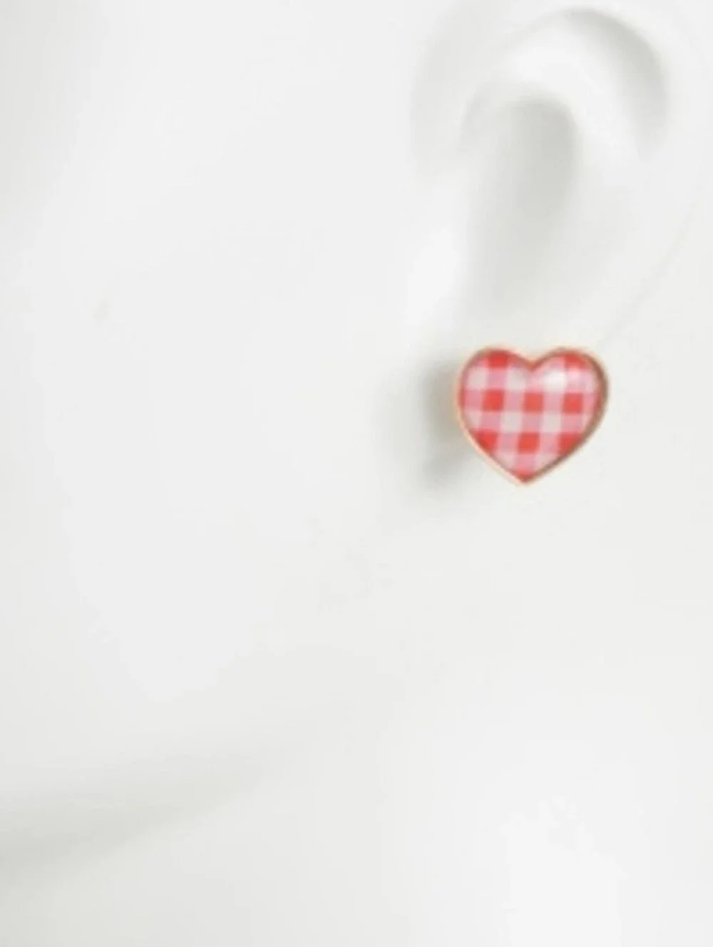 Betsey Johnson Red Gingham Heart Stud Earrings NWT/NIB